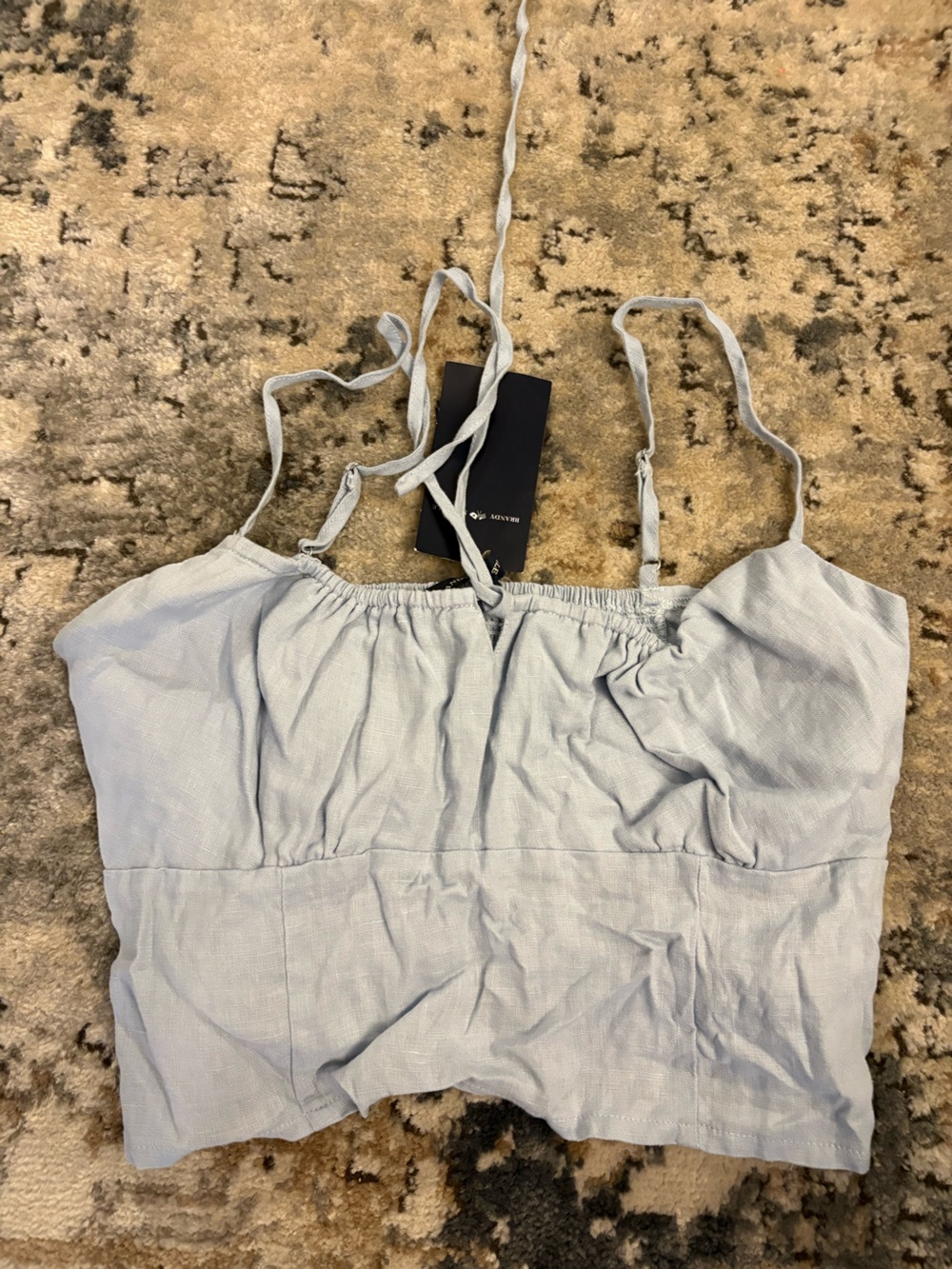 Brandy Melville Light Blue Bandeau Crop Top with Thin Straps